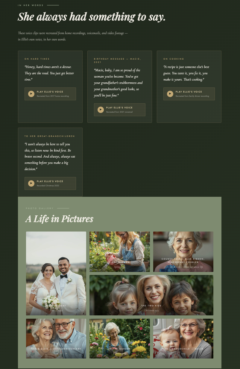 Preview of a memorial portal